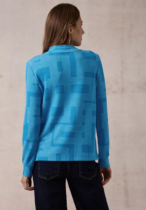 Bedrucktes Langarmshirt aqua melange