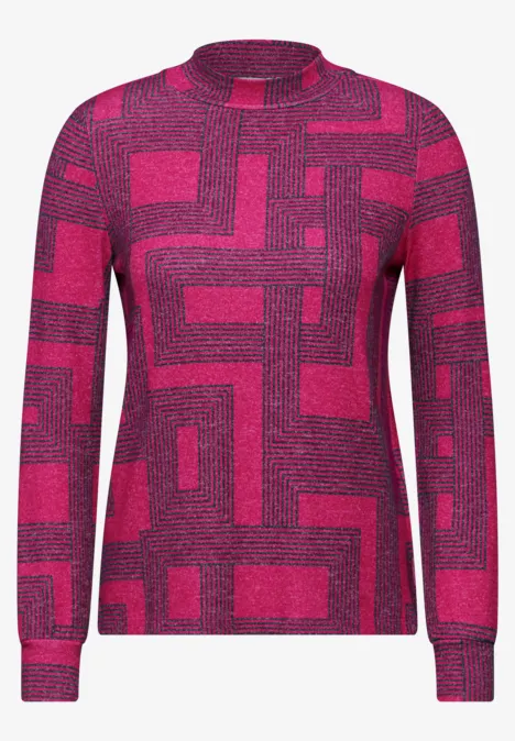 Bedrucktes Langarmshirt jewel pink melange
