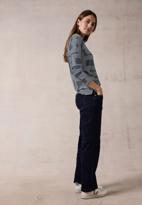 Bedrucktes Langarmshirt deep petrol melange