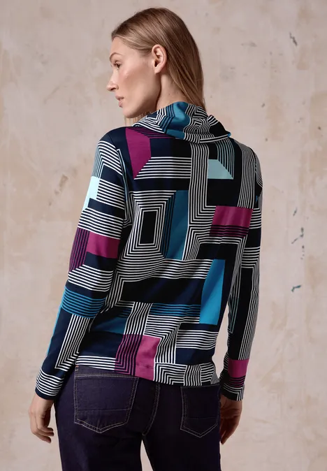 Langarmshirt mit Print deep petrol