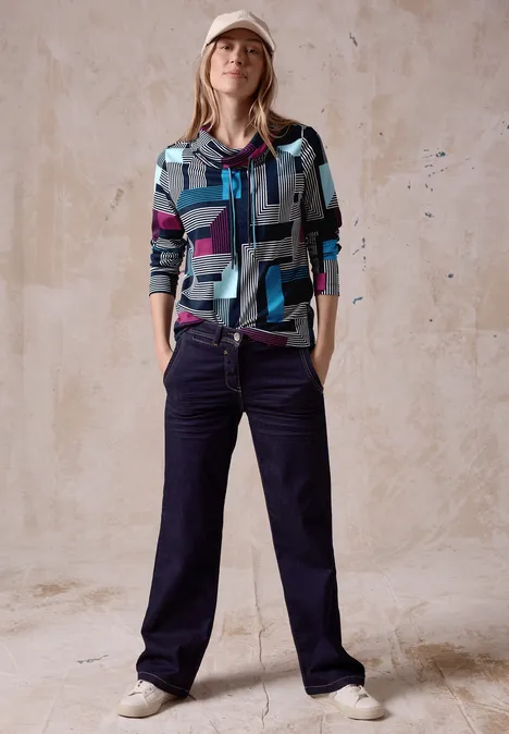 Langarmshirt mit Print deep petrol