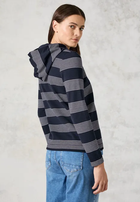 Gestreiftes Kapuzenshirt deep petrol