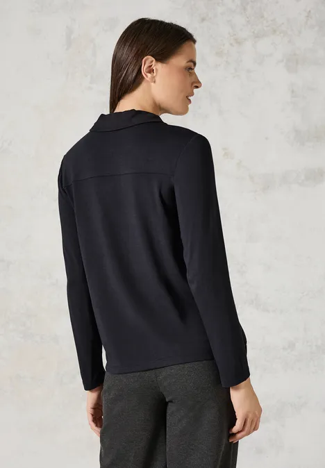 Blusenshirt mit Materialmix deep charcoal grey