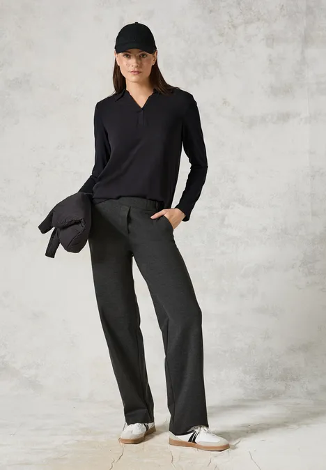 Blusenshirt mit Materialmix deep charcoal grey