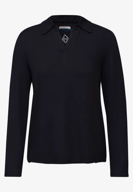 Blusenshirt mit Materialmix deep charcoal grey
