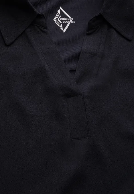 Blusenshirt mit Materialmix deep charcoal grey