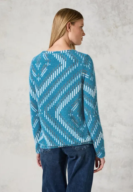 Federgarn-Shirt mit Muster celestial aqua blue