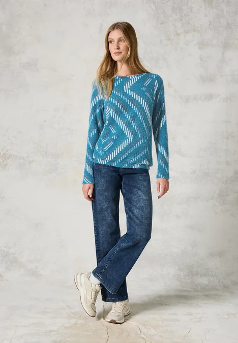 Federgarn-Shirt mit Muster celestial aqua blue