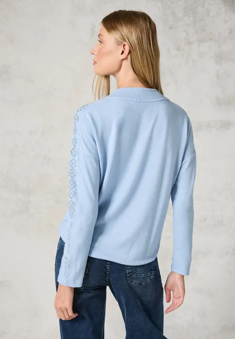 Langarmshirt mit Glitzer whisper blue melange