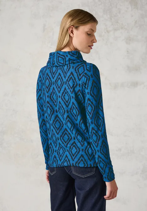 Flauschiges Shirt mit Print aqua melange