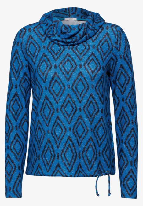 Flauschiges Shirt mit Print aqua melange