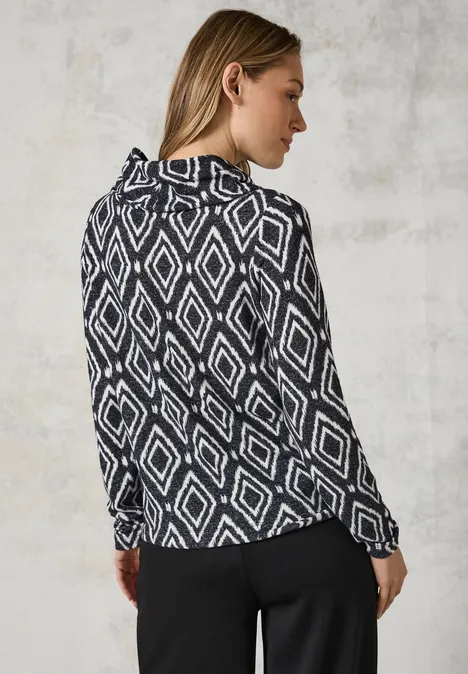 Flauschiges Shirt mit Print charcoal grey melange