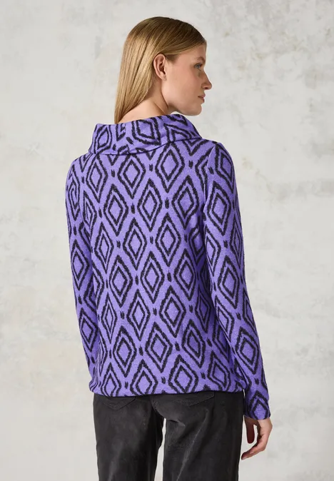 Flauschiges Shirt mit Print lilac melange