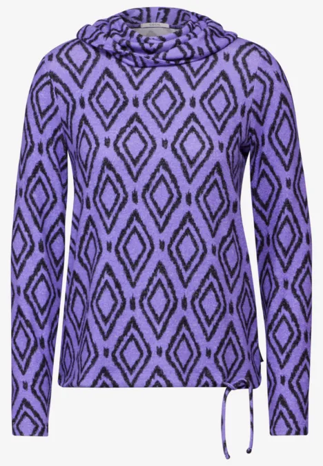 Flauschiges Shirt mit Print lilac melange