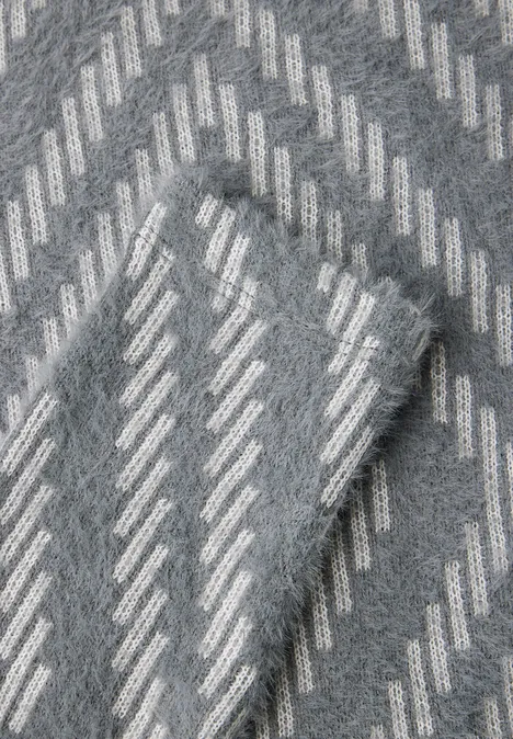 Federgarn Shirt mit Muster platinum grey mel.
