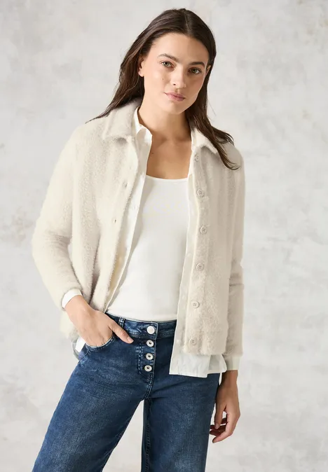 Federgarn-Cardigan raw sand beige