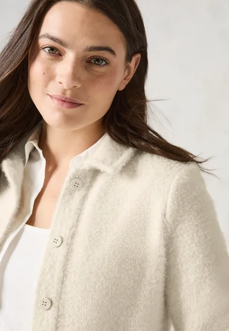 Federgarn-Cardigan raw sand beige