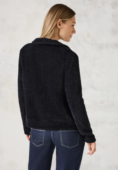 Federgarn-Cardigan deep charcoal grey