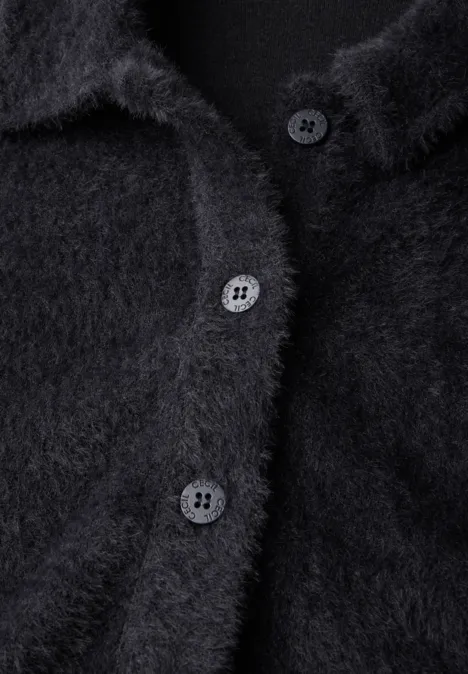 Federgarn-Cardigan deep charcoal grey