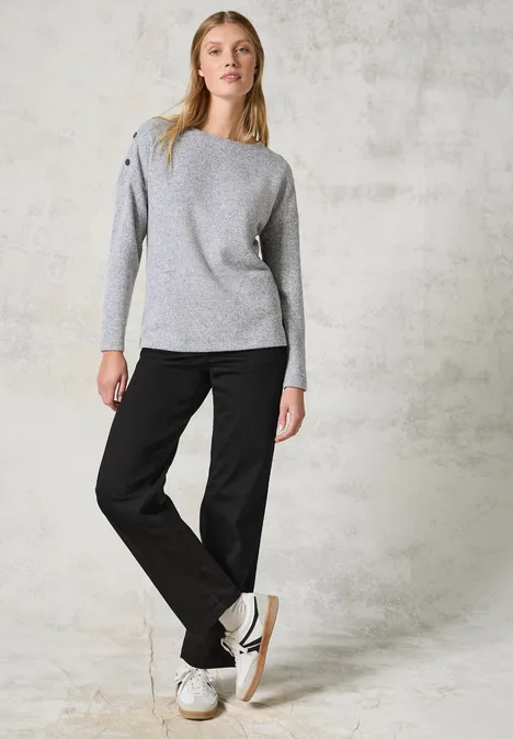 Melange-Shirt mit Knöpfen platinum grey mel.