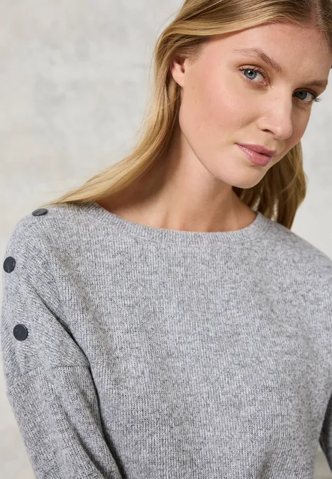 Melange-Shirt mit Knöpfen platinum grey mel.