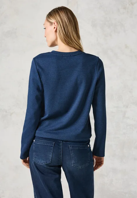Jaquard-Shirt mit V-Neck universal blue
