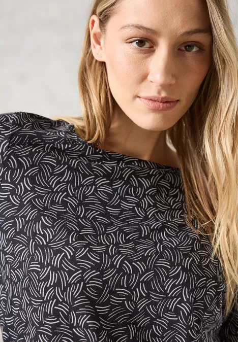 Shirt mit U-Boot-Ausschnitt deep charcoal grey