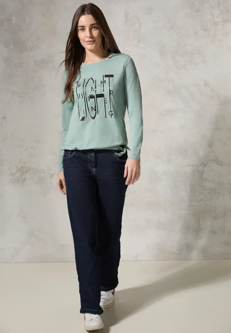 Shirt mit Artwork glaced green melange
