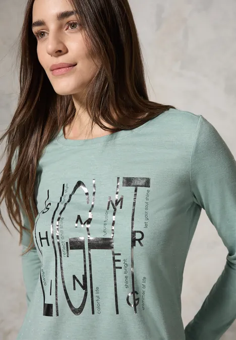Shirt mit Artwork glaced green melange