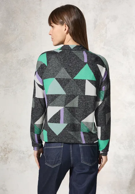 Shirt mit grafischem Print black melange