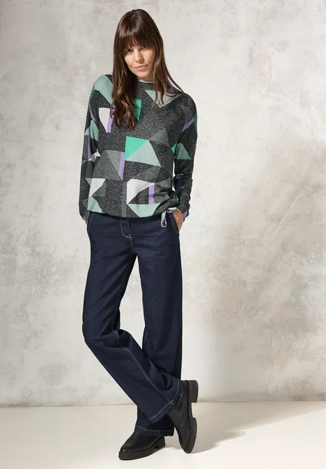 Shirt mit grafischem Print black melange