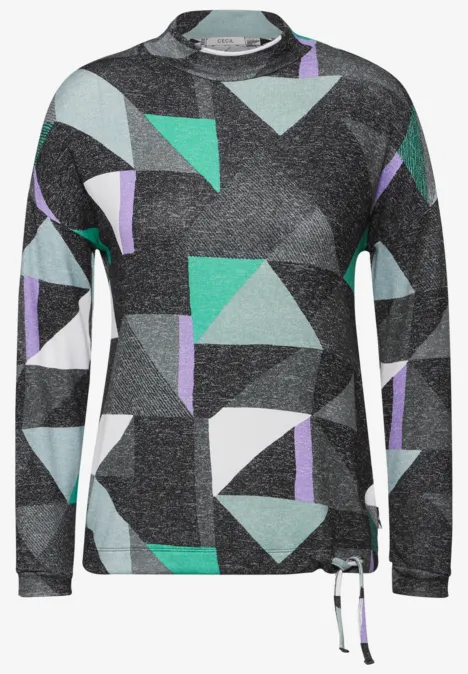 Shirt mit grafischem Print black melange