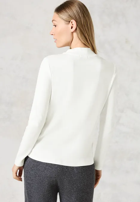 Basic Shirt mit Stehkragen vanilla white