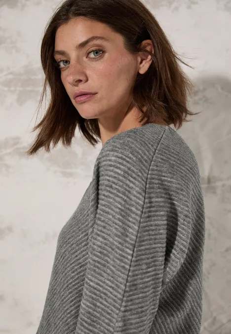 Melange-Look Ottoman Shirt flint grey melange