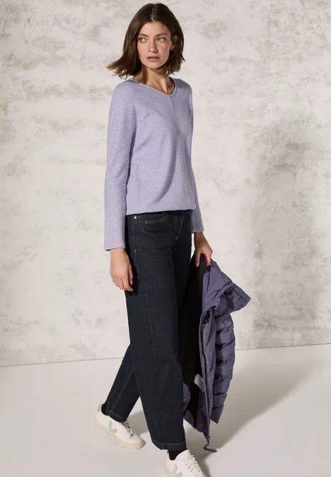 Melange-Look Ottoman Shirt gentle lilac melange
