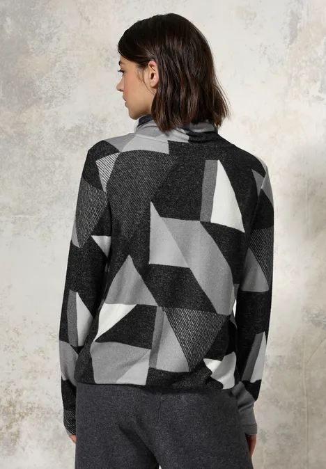 Shirt mit Schalkragen black melange