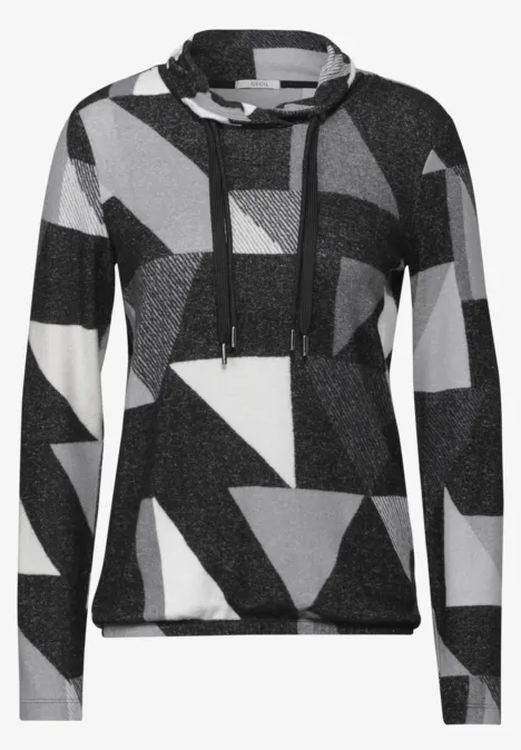 Shirt mit Schalkragen black melange