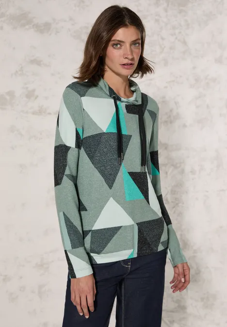 Shirt mit Schalkragen glaced green melange