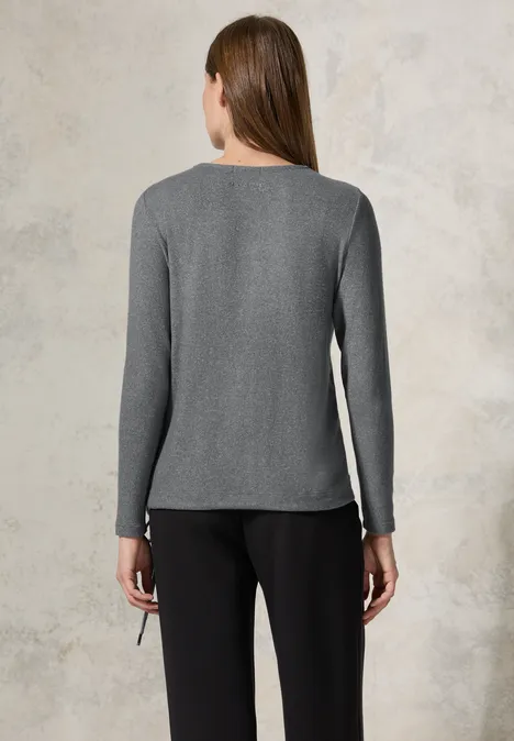 Shirt mit V-Ausschnitt flint grey melange