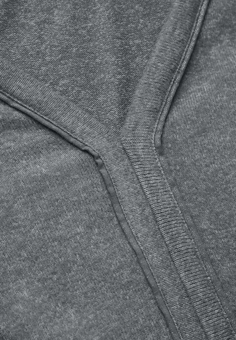 Shirt mit V-Ausschnitt flint grey melange