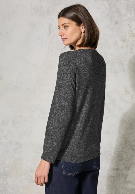 Melange-Look Shirt black melange