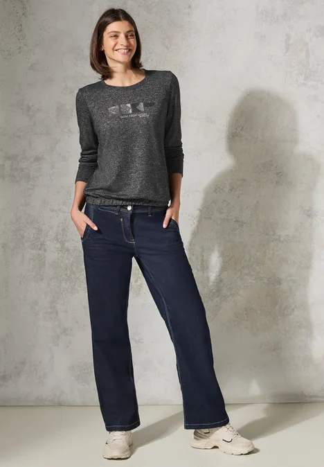 Melange-Look Shirt black melange