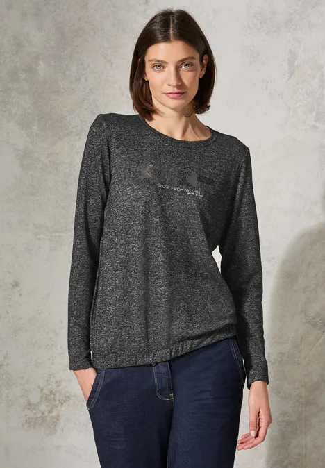 Melange-Look Shirt black melange