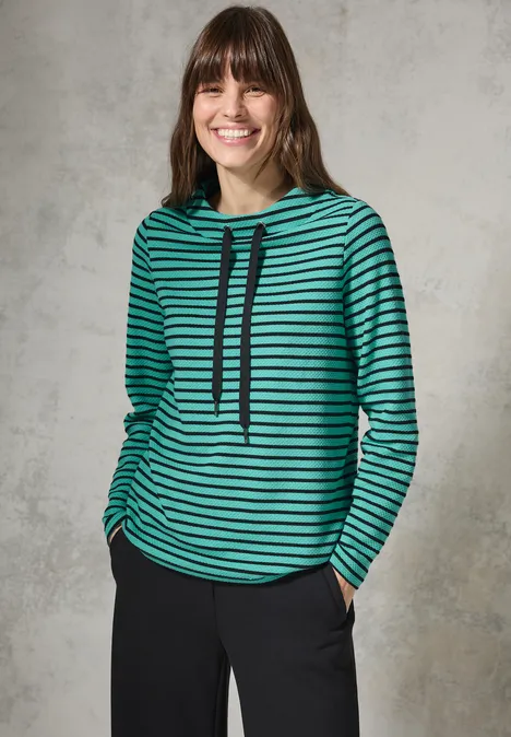 Gestreiftes Strukturshirt aventurine green