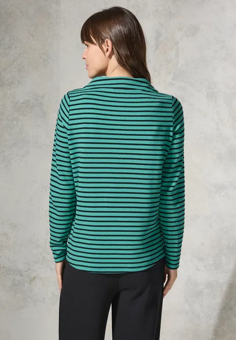 Gestreiftes Strukturshirt aventurine green