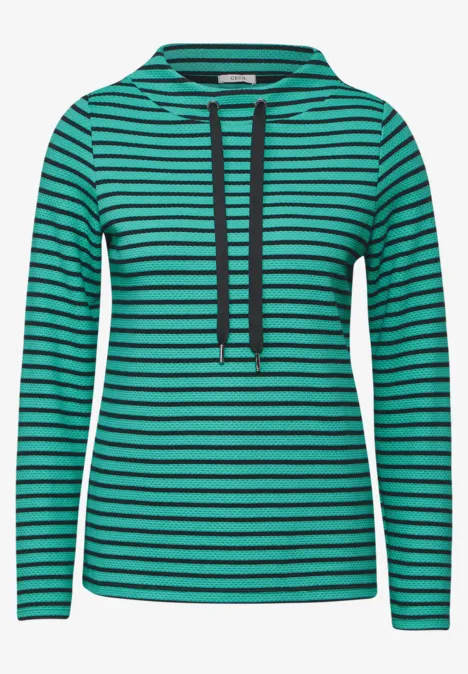 Gestreiftes Strukturshirt aventurine green