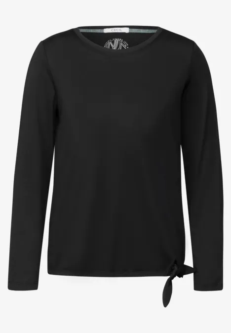 Shirt mit Knoten am Saum Black