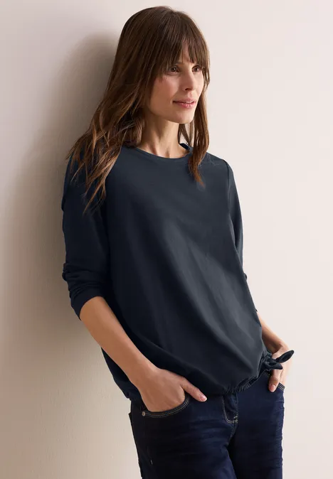 Shirt mit Knoten am Saum universal blue