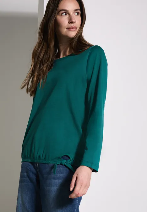 Shirt mit Knoten am Saum petrol green