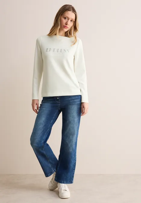 Langarmshirt mit Wording vanilla white